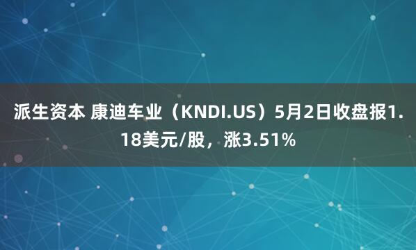 派生资本 康迪车业（KNDI.US）5月2日收盘报1.18美元/股，涨3.51%